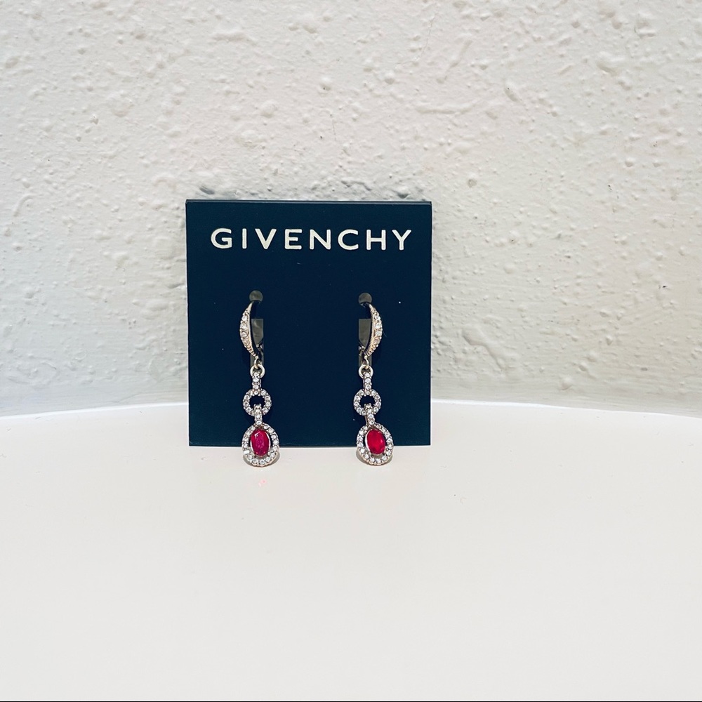 GIVENCHY Ruby White Crystals Luxury Earrings OS NWT - Picture 4 of 5